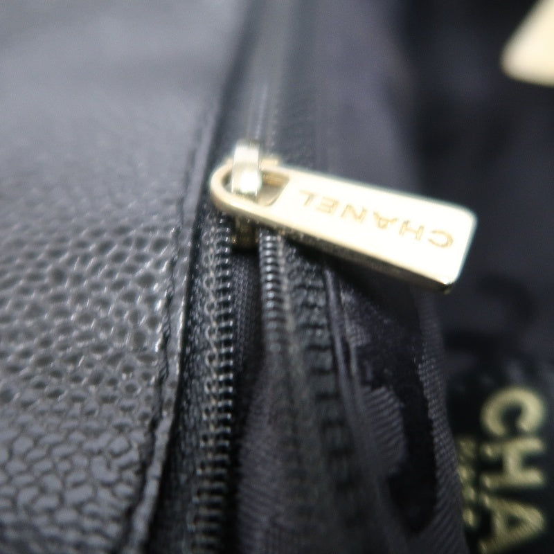 CHANEL Black Caviar Leather Tote Shoulder Bag