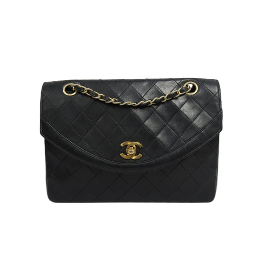 CHANEL Classic Flap Matelasse Shoulder Bag, Black Lambskin, Gold-Tone Hardware