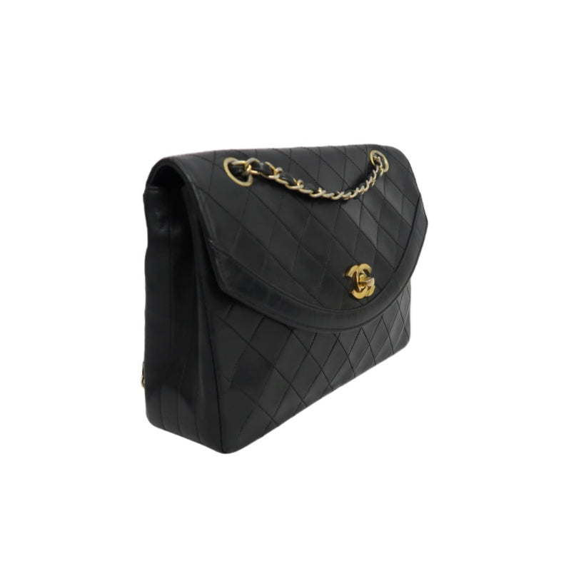 CHANEL Classic Flap Matelasse Shoulder Bag, Black Lambskin, Gold-Tone Hardware