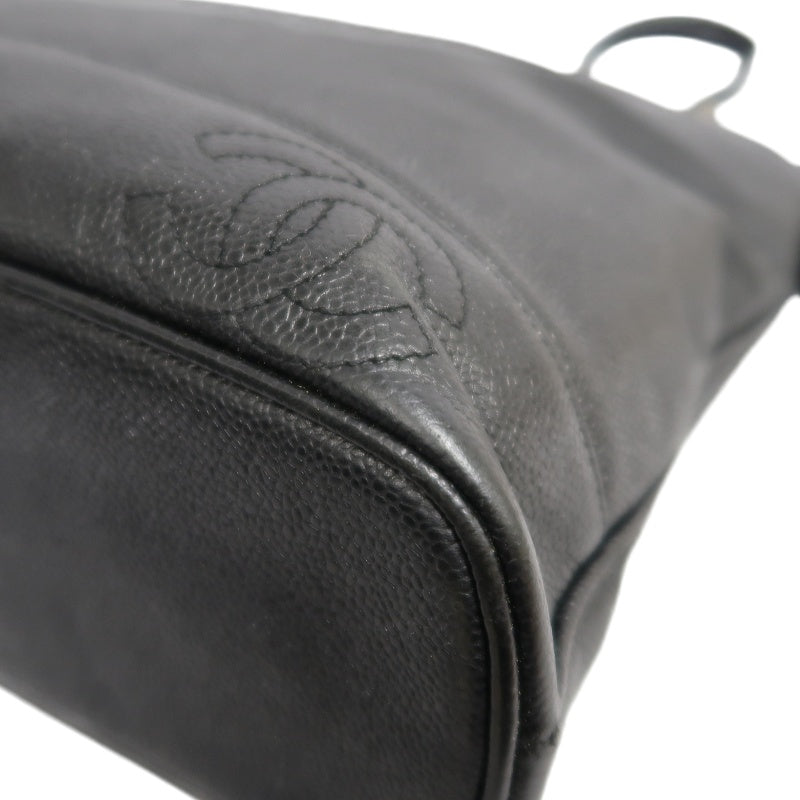 CHANEL Black Caviar Leather GST Shoulder Bag with Gold-Tone Hardware