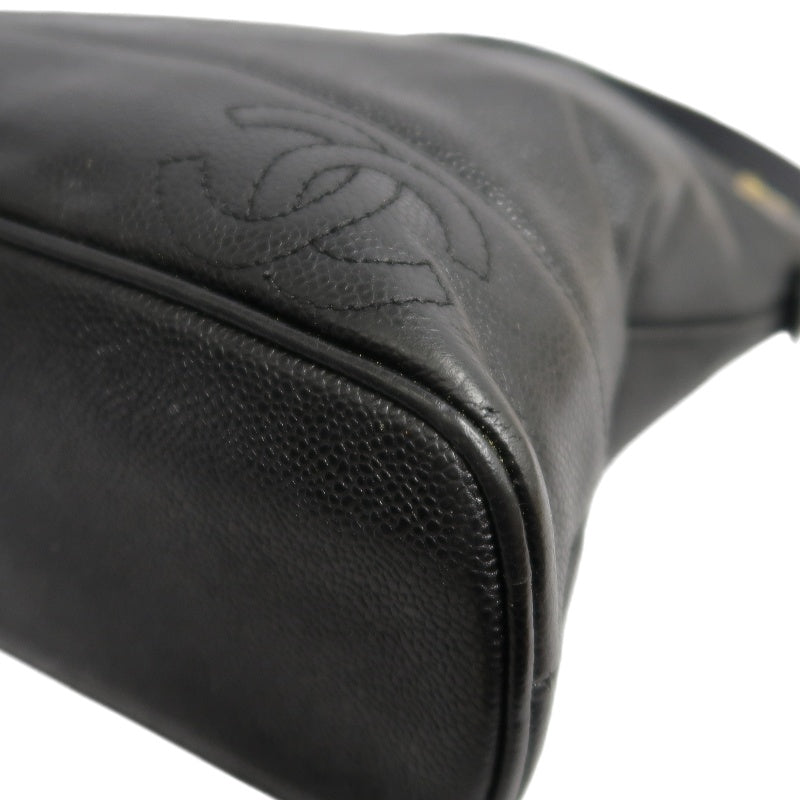 CHANEL Black Caviar Leather GST Shoulder Bag with Gold-Tone Hardware