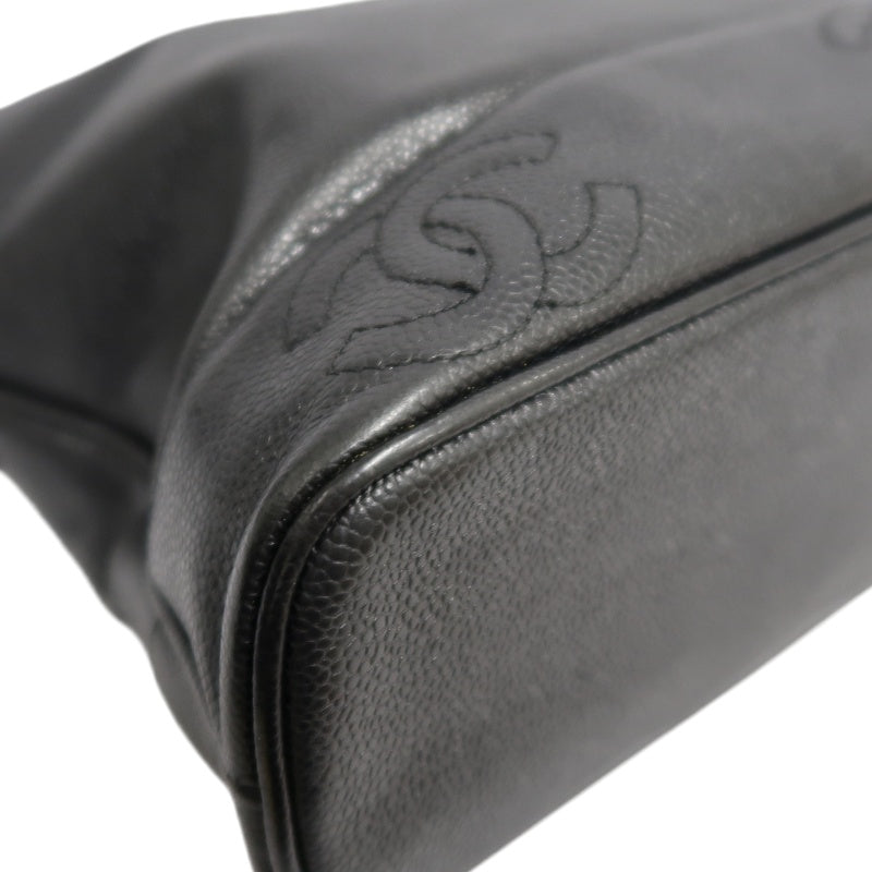 CHANEL Black Caviar Leather GST Shoulder Bag with Gold-Tone Hardware