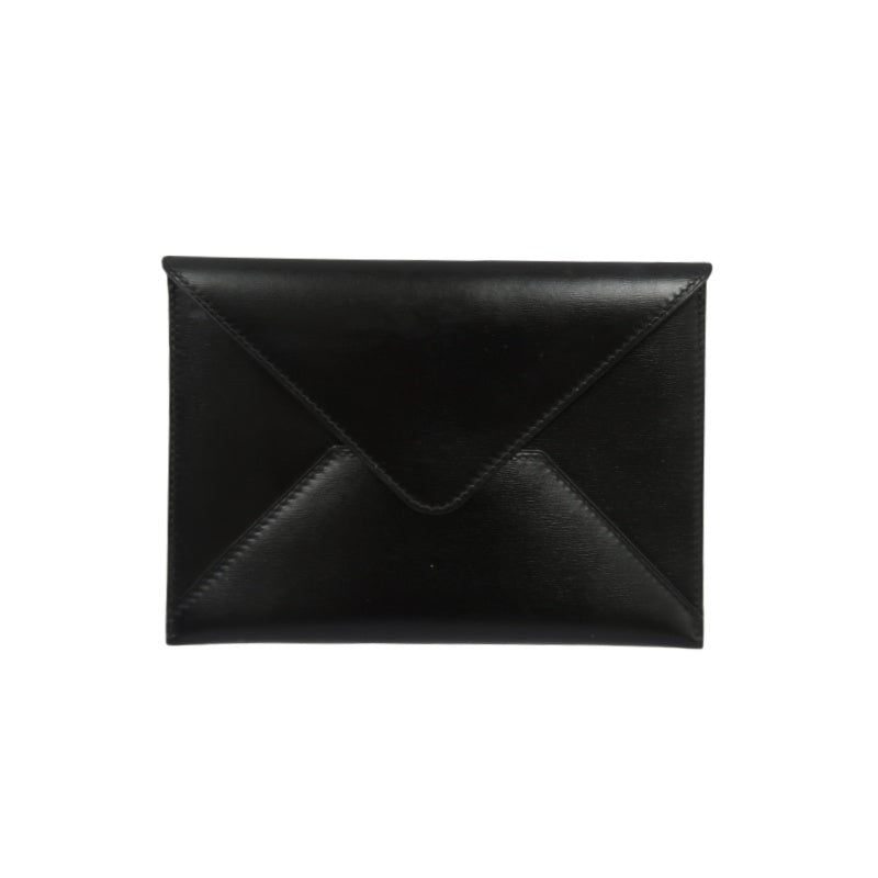 HERMES Enveloppe Trio Wallet Calfskin Black with Box