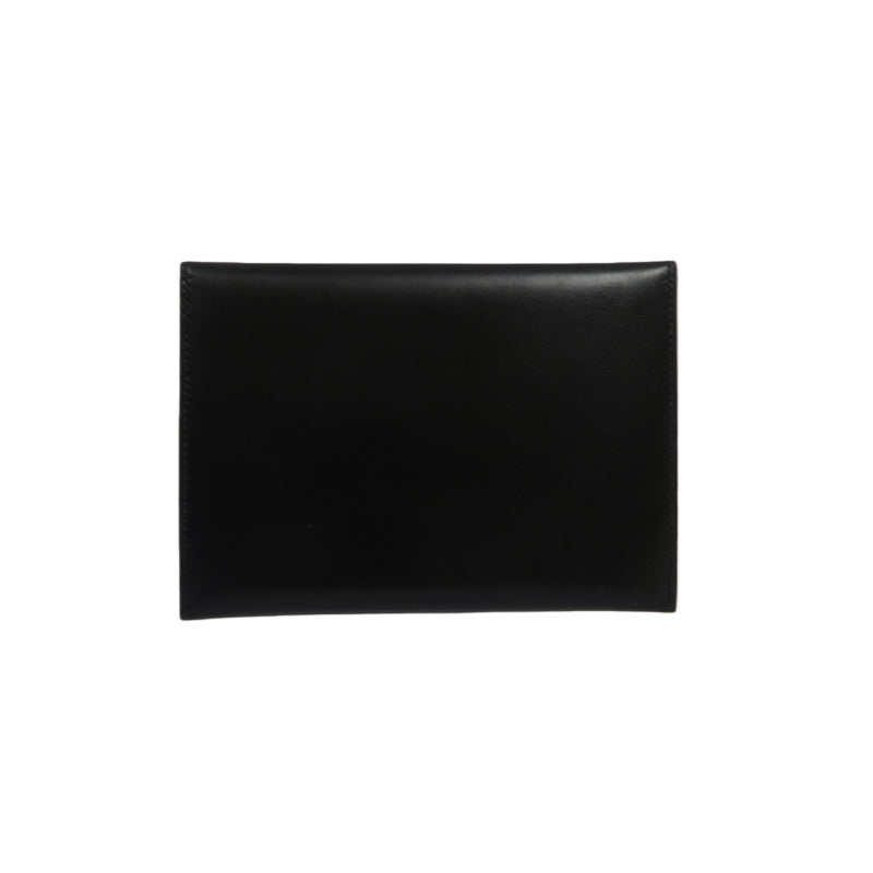 HERMES Enveloppe Trio Wallet Calfskin Black with Box