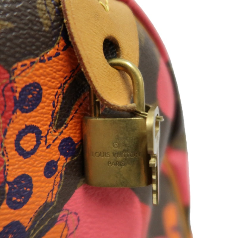 LOUIS VUITTON Vuitton Speedy 30 Ramage Coral Monogram Handbag Brown With 2 Padlocks and Keys LV PVC Monogram Red Coral Boston 30 Handbag
