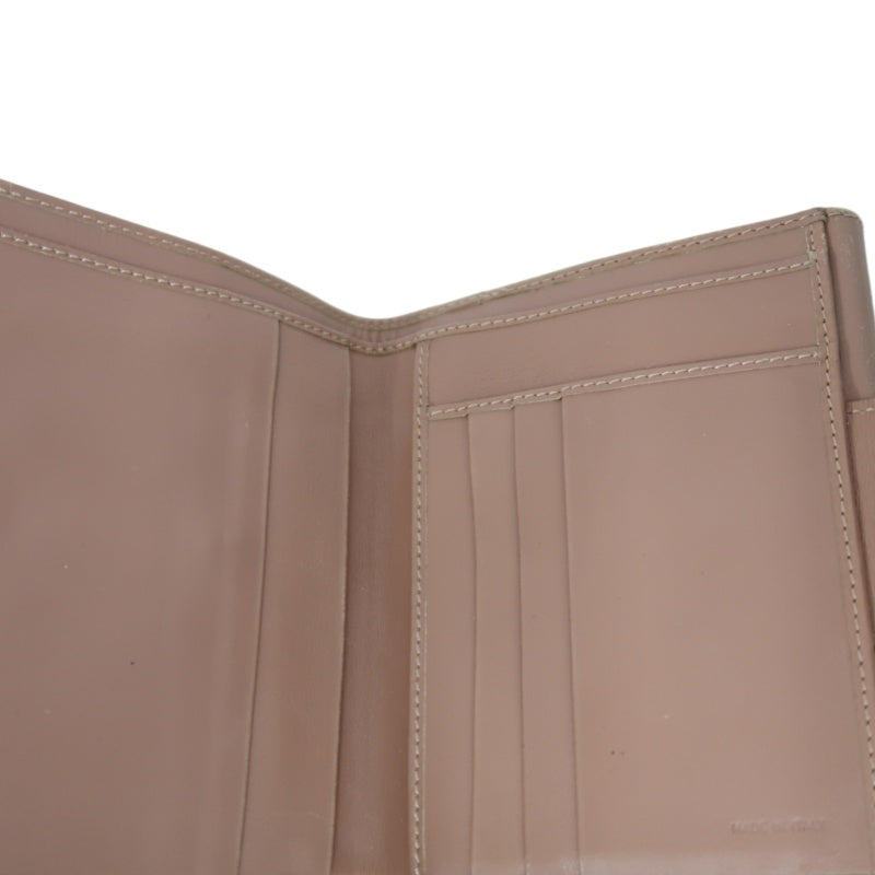 FENDI Zucca Bifold Wallet Canvas Leather Beige Brown Silver FF Hardware