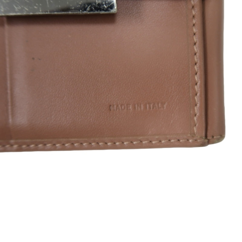 FENDI Zucca Bifold Wallet Canvas Leather Beige Brown Silver FF Hardware