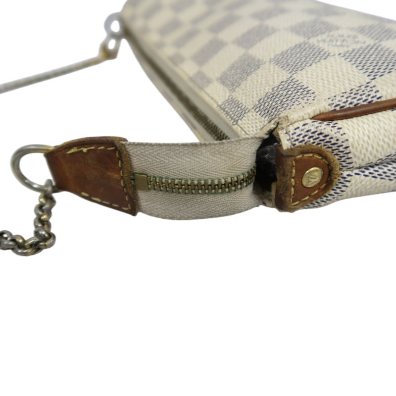 Louis Vuitton Eva Damier Azur Shoulder Bag, White with Gold Hardware, Includes Strap, PVC Material
