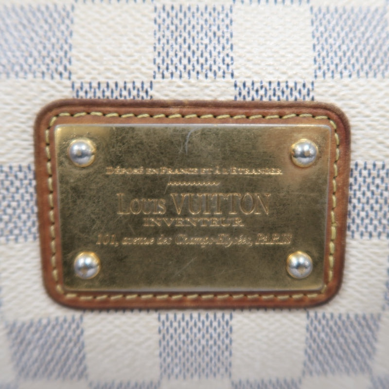 Louis Vuitton Eva Damier Azur Shoulder Bag, White with Gold Hardware, Includes Strap, PVC Material