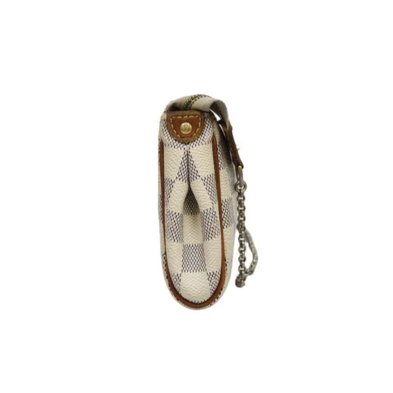 Louis Vuitton Eva Damier Azur Shoulder Bag, White with Gold Hardware, Includes Strap, PVC Material