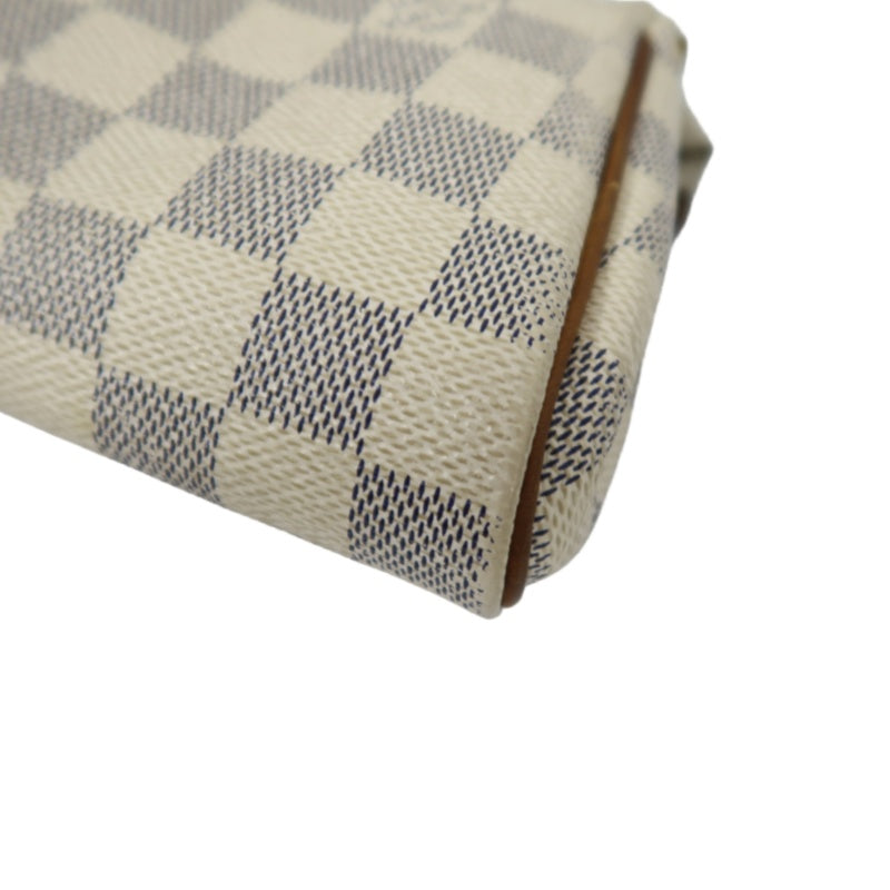 Louis Vuitton Eva Damier Azur Shoulder Bag, White with Gold Hardware, Includes Strap, PVC Material