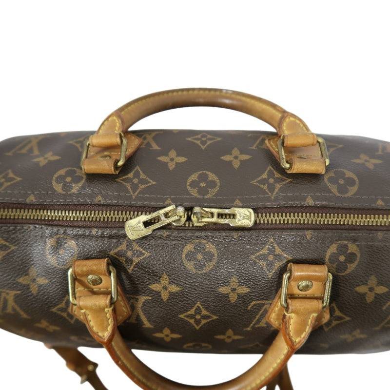 LOUIS VUITTON Speedy 30 Monogram Canvas Shoulder Bag Brown