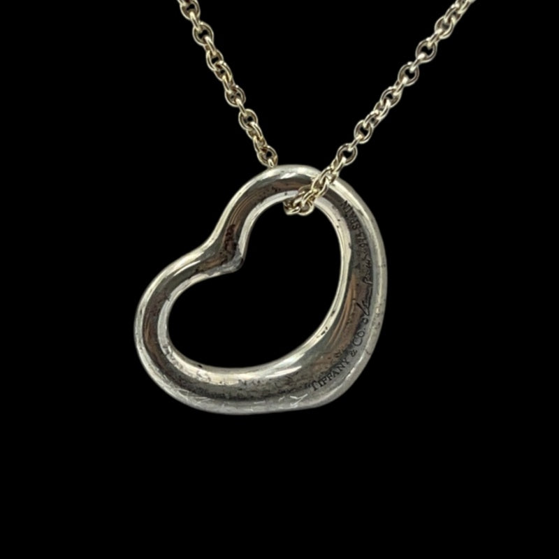 TIFFANY 925 sterling silver open heart necklace, with dust bag