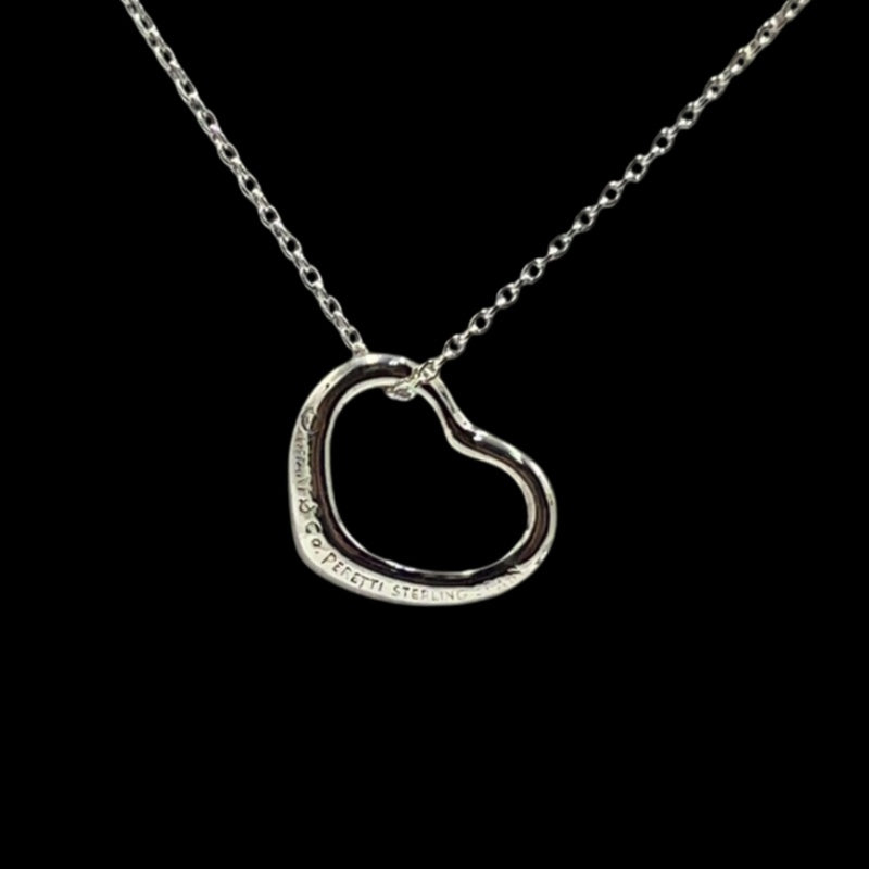 TIFFANY 925 sterling silver necklace, large open heart design