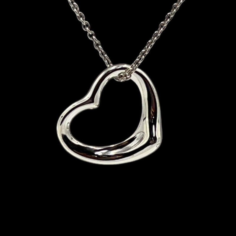 TIFFANY 925 sterling silver necklace, large open heart design