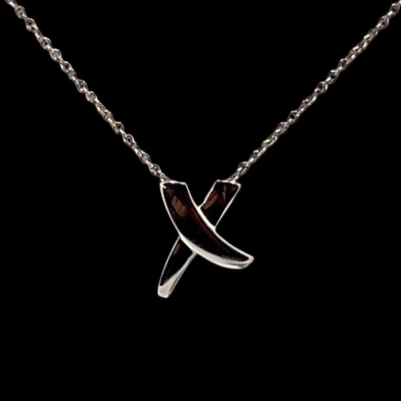 TIFFANY & Co. SV925 silver Roman numeral X (Kiss) necklace