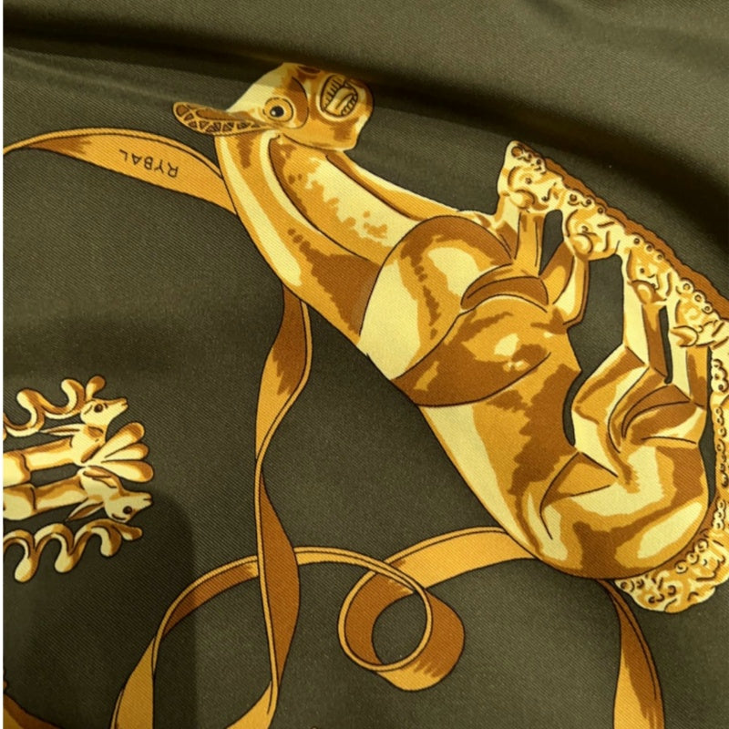 HERMES Carré 90, Khaki Tone, with box