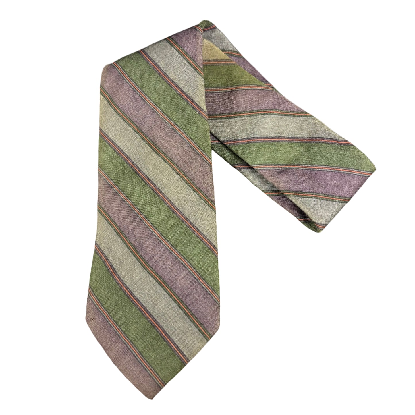 Yves Saint Laurent Regimental Stripe Silk Tie Purple Green