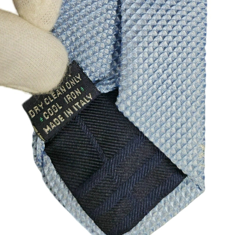 BURBERRY Equestrian Knight Logo Silk Tie Light Blue