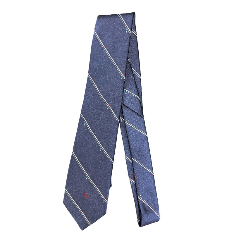 DIOR Polyester Silk Tie, Navy with Stripe Pattern