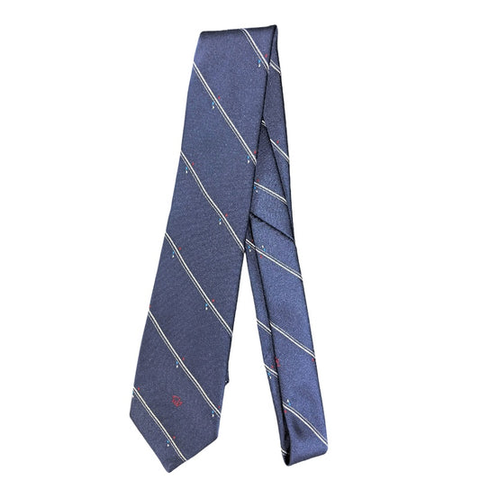 DIOR Polyester Silk Tie, Navy with Stripe Pattern
