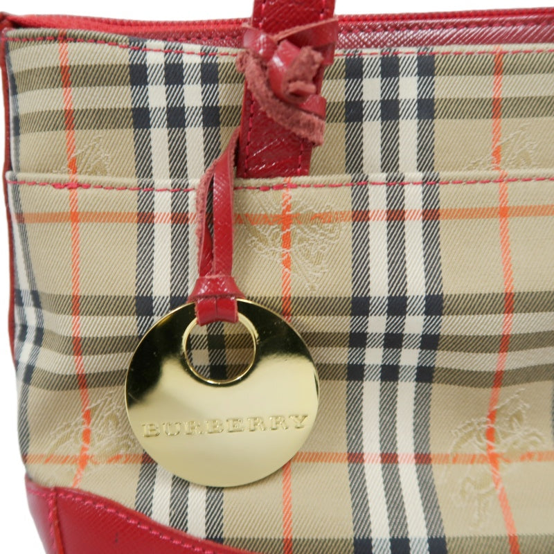 BURBERRY Handbag Nova Check Red Gold Hardware