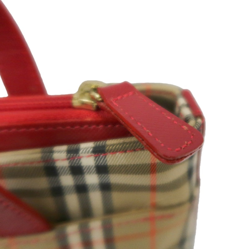 BURBERRY Handbag Nova Check Red Gold Hardware