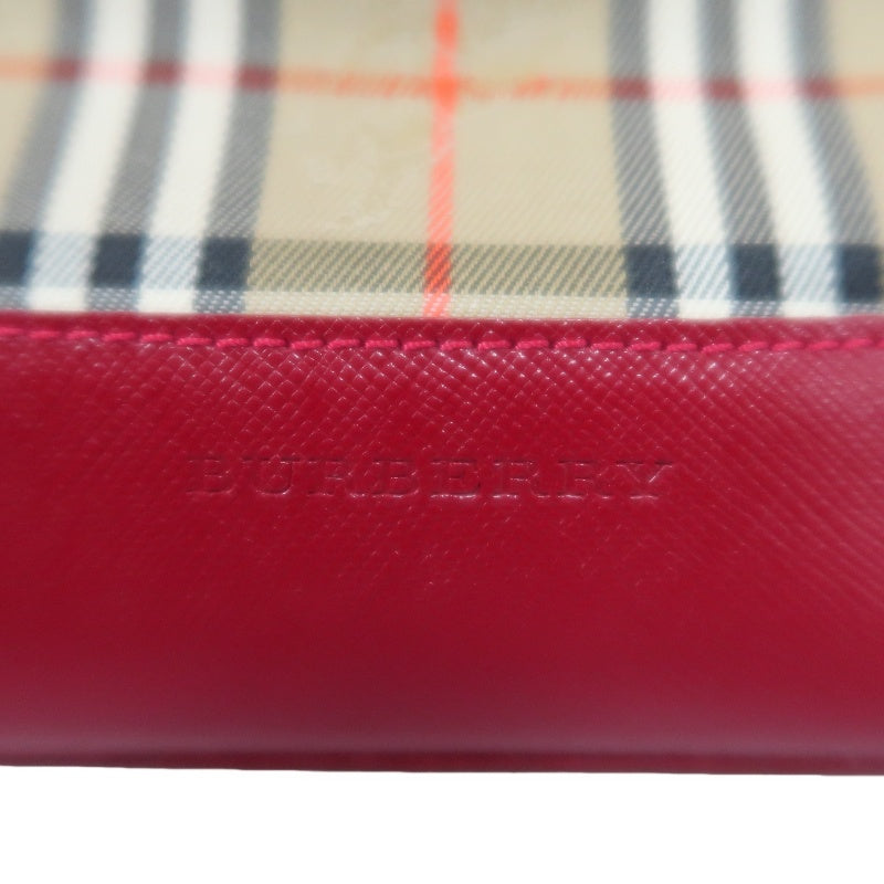 BURBERRY Handbag Nova Check Red Gold Hardware