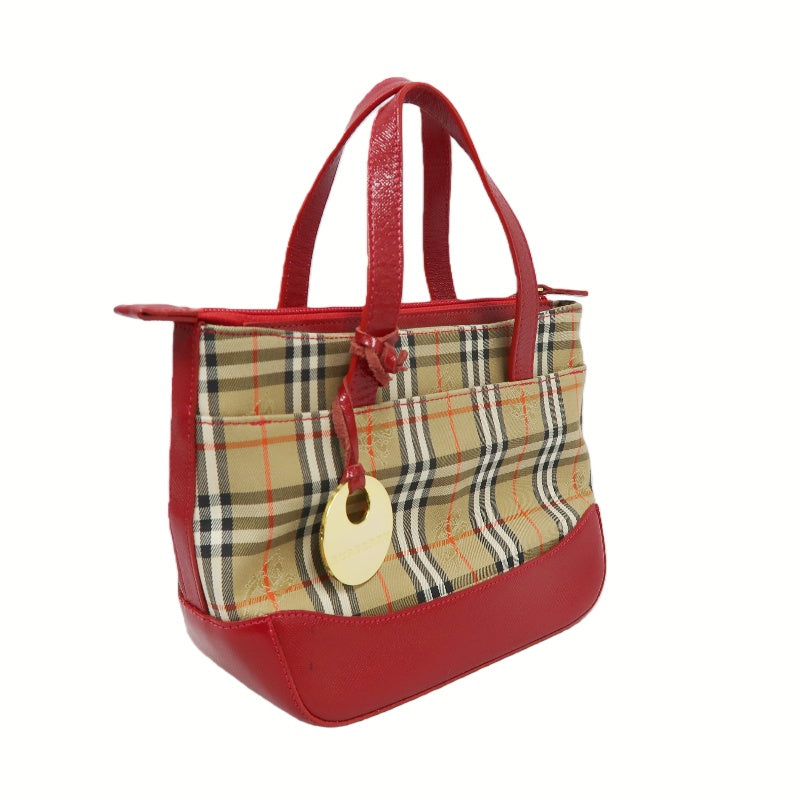 BURBERRY Handbag Nova Check Red Gold Hardware