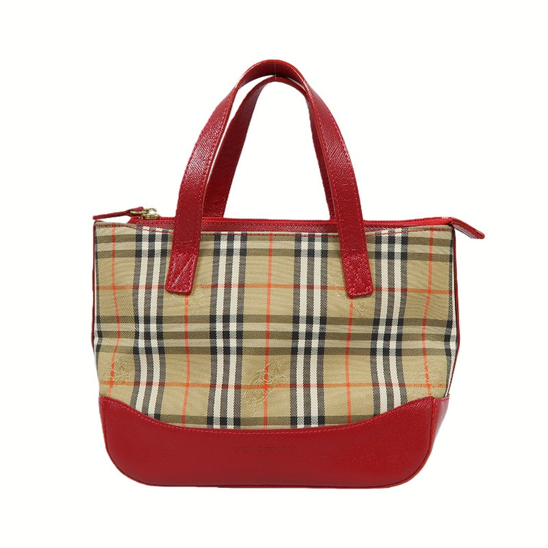 BURBERRY Handbag Nova Check Red Gold Hardware