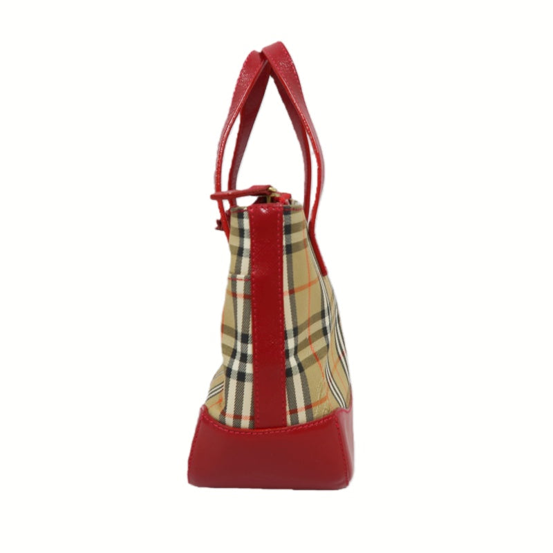 BURBERRY Handbag Nova Check Red Gold Hardware