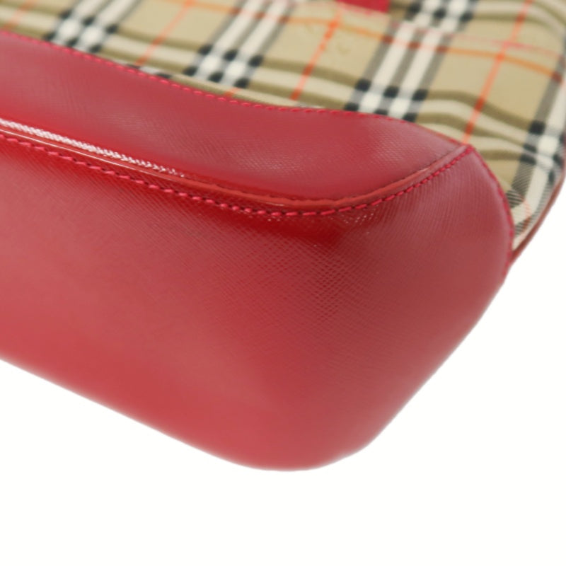 BURBERRY Handbag Nova Check Red Gold Hardware