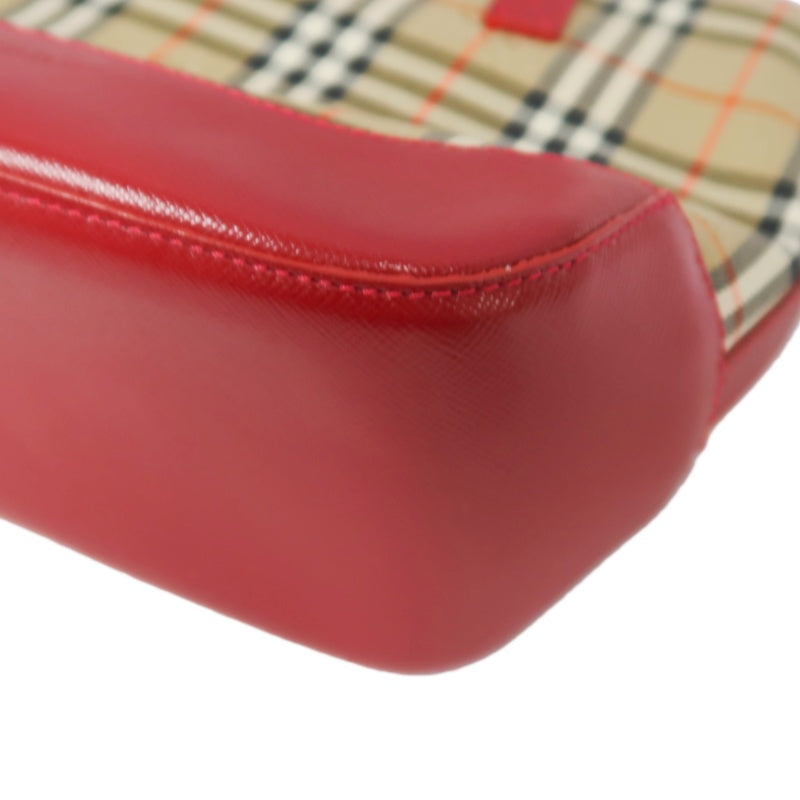 BURBERRY Handbag Nova Check Red Gold Hardware