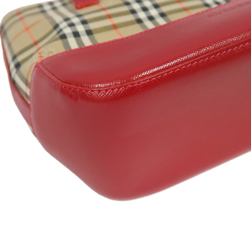 BURBERRY Handbag Nova Check Red Gold Hardware