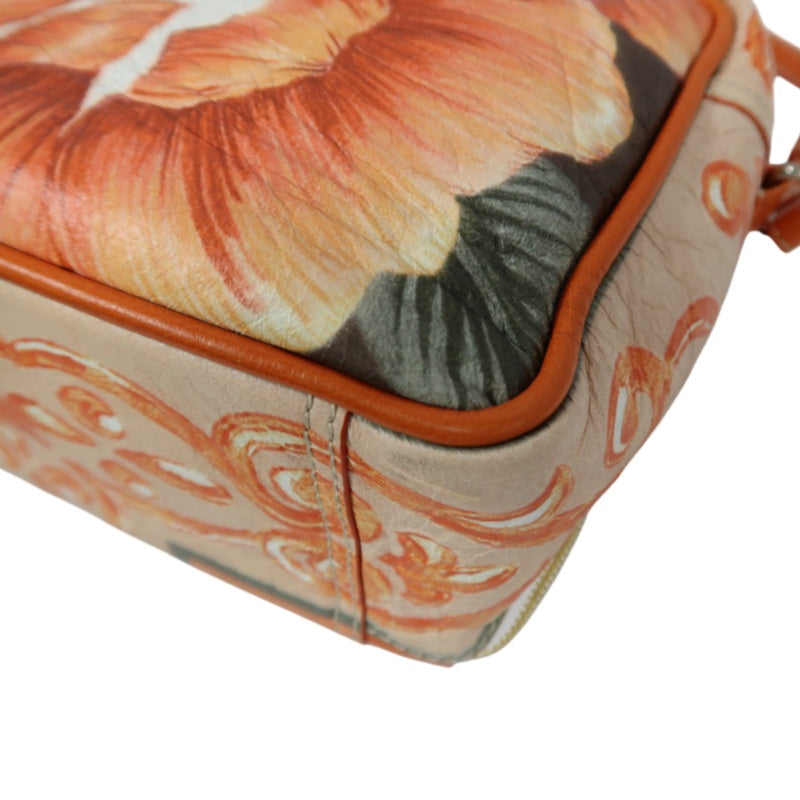 BALENCIAGA Hibiscus Canvas Shoulder/Handbag, Orange, Includes Dust Bag & Instruction Manual
