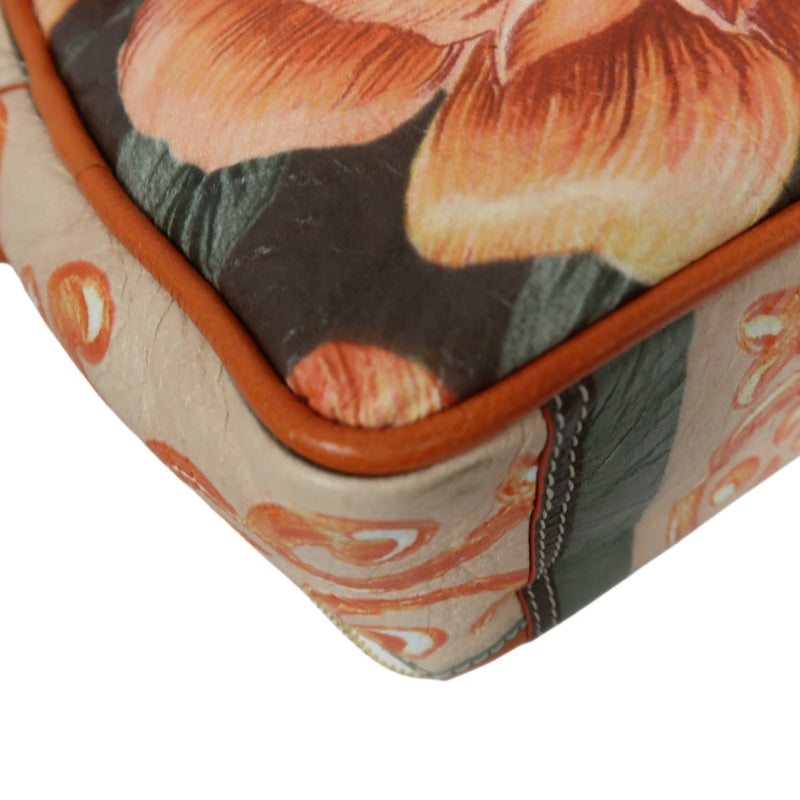 BALENCIAGA Hibiscus Canvas Shoulder/Handbag, Orange, Includes Dust Bag & Instruction Manual
