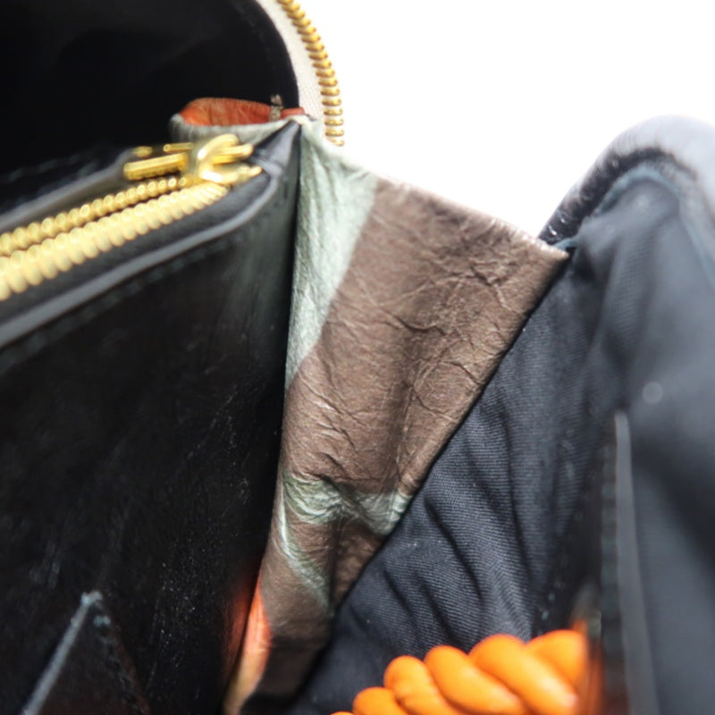 BALENCIAGA Hibiscus Canvas Shoulder/Handbag, Orange, Includes Dust Bag & Instruction Manual