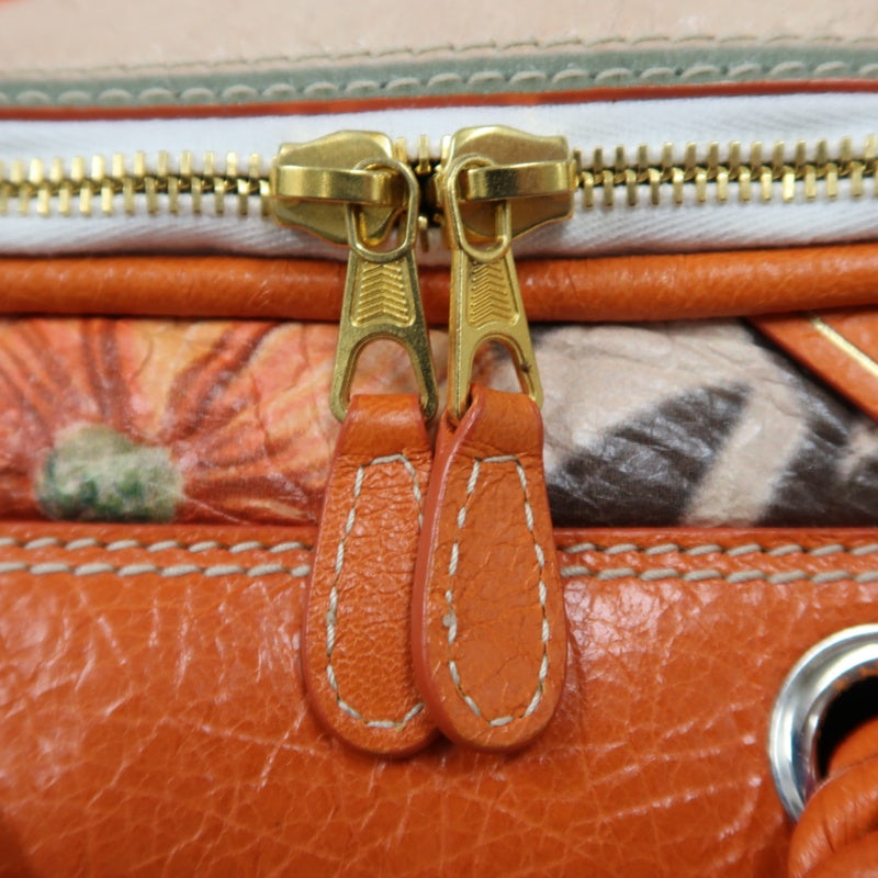 BALENCIAGA Hibiscus Canvas Shoulder/Handbag, Orange, Includes Dust Bag & Instruction Manual