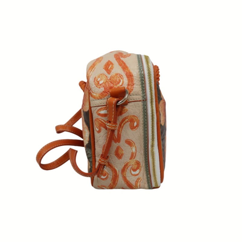 BALENCIAGA Hibiscus Canvas Shoulder/Handbag, Orange, Includes Dust Bag & Instruction Manual