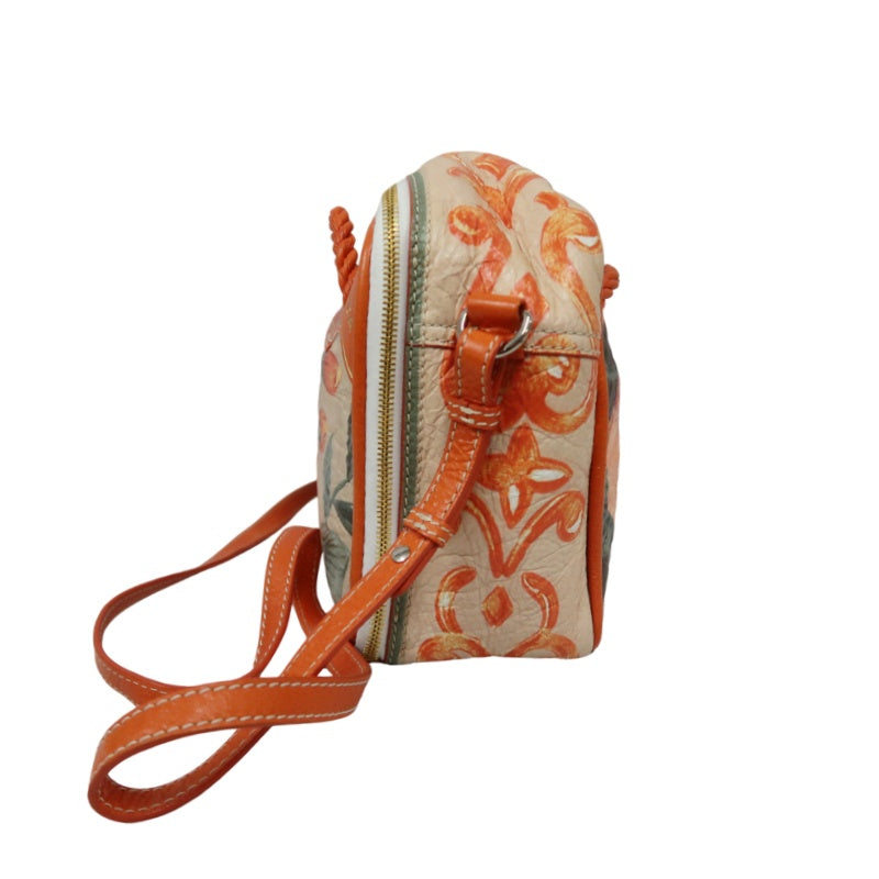 BALENCIAGA Hibiscus Canvas Shoulder/Handbag, Orange, Includes Dust Bag & Instruction Manual