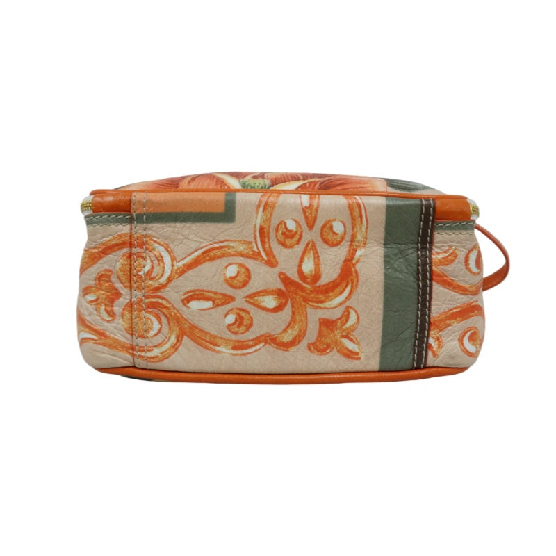 BALENCIAGA Hibiscus Canvas Shoulder/Handbag, Orange, Includes Dust Bag & Instruction Manual