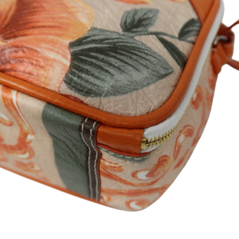 BALENCIAGA Hibiscus Canvas Shoulder/Handbag, Orange, Includes Dust Bag & Instruction Manual