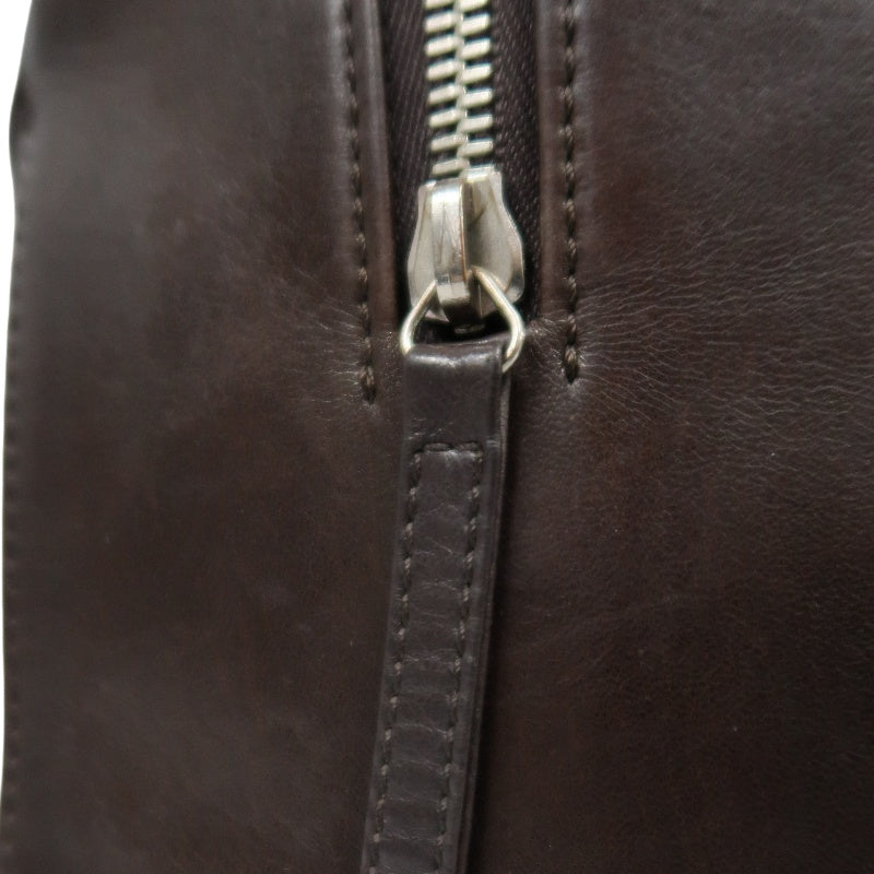 CHANEL Handbag Leather Brown Silver Hardware