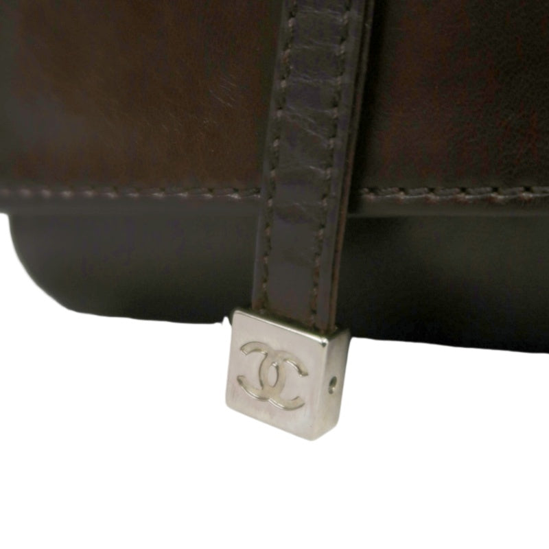 CHANEL Handbag Leather Brown Silver Hardware