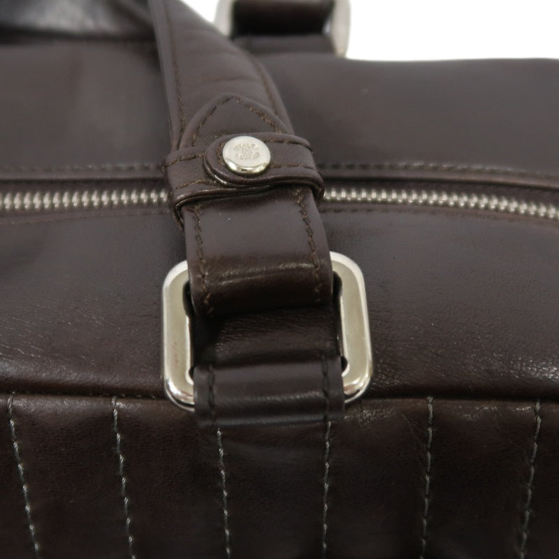 CHANEL Handbag Leather Brown Silver Hardware