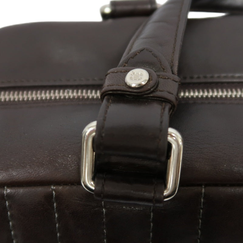 CHANEL Handbag Leather Brown Silver Hardware