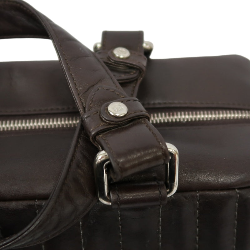 CHANEL Handbag Leather Brown Silver Hardware