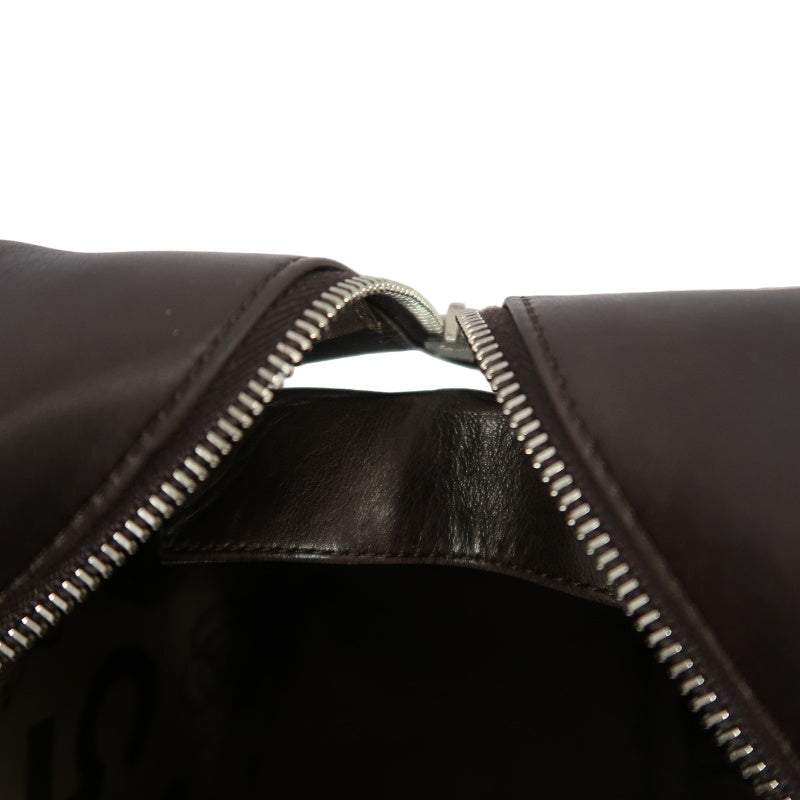 CHANEL Handbag Leather Brown Silver Hardware
