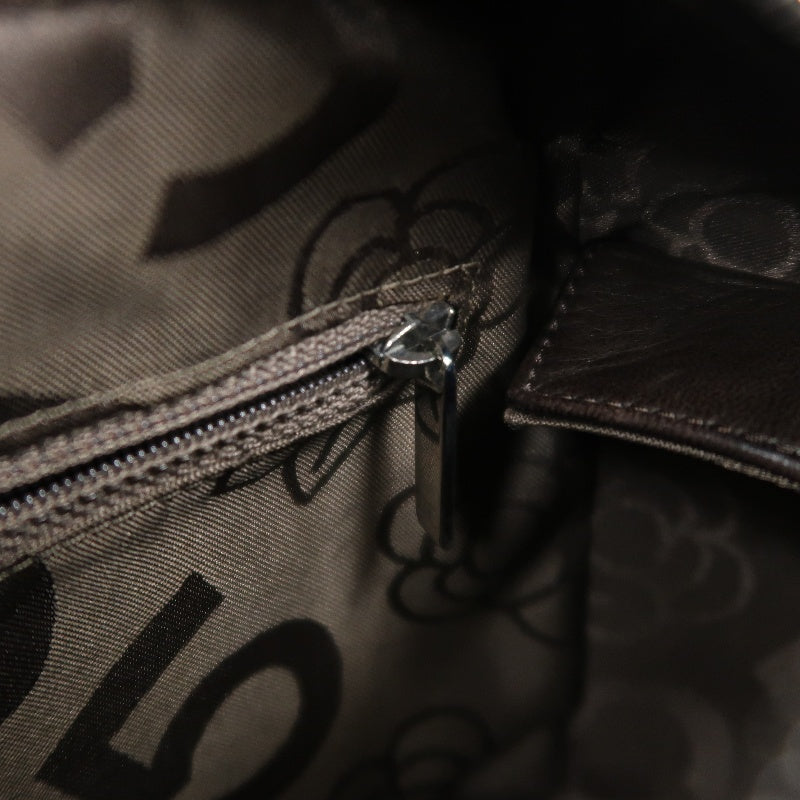CHANEL Handbag Leather Brown Silver Hardware