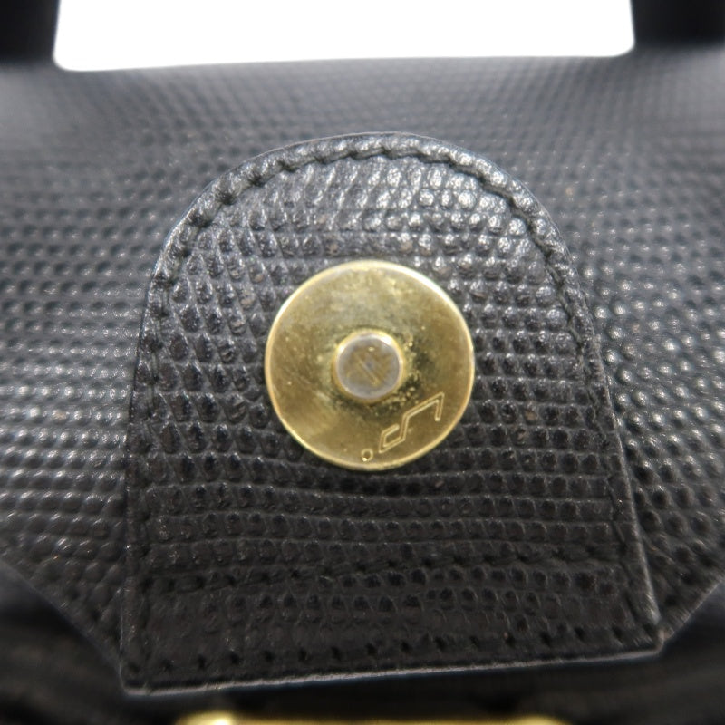 Salvatore Ferragamo black PVC lizard-embossed handbag with gold-tone hardware